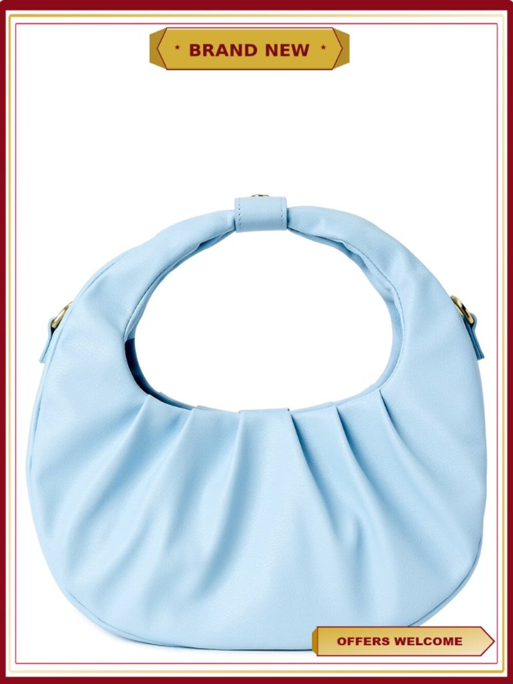 Faux Leather Large Crescent Crossbody Bag Oversized Statement